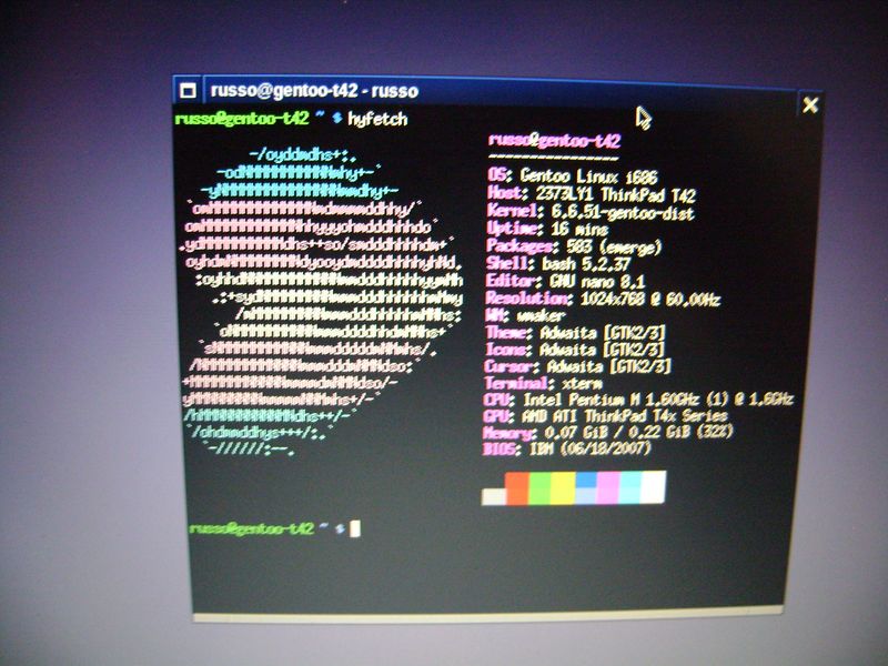 hyfetch showing the laptop
specs